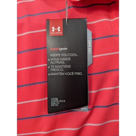 Under Armour Polo Shirt Mens Medium Performance Stripe 2.0 Golf Stretch - Picture 5 of 16